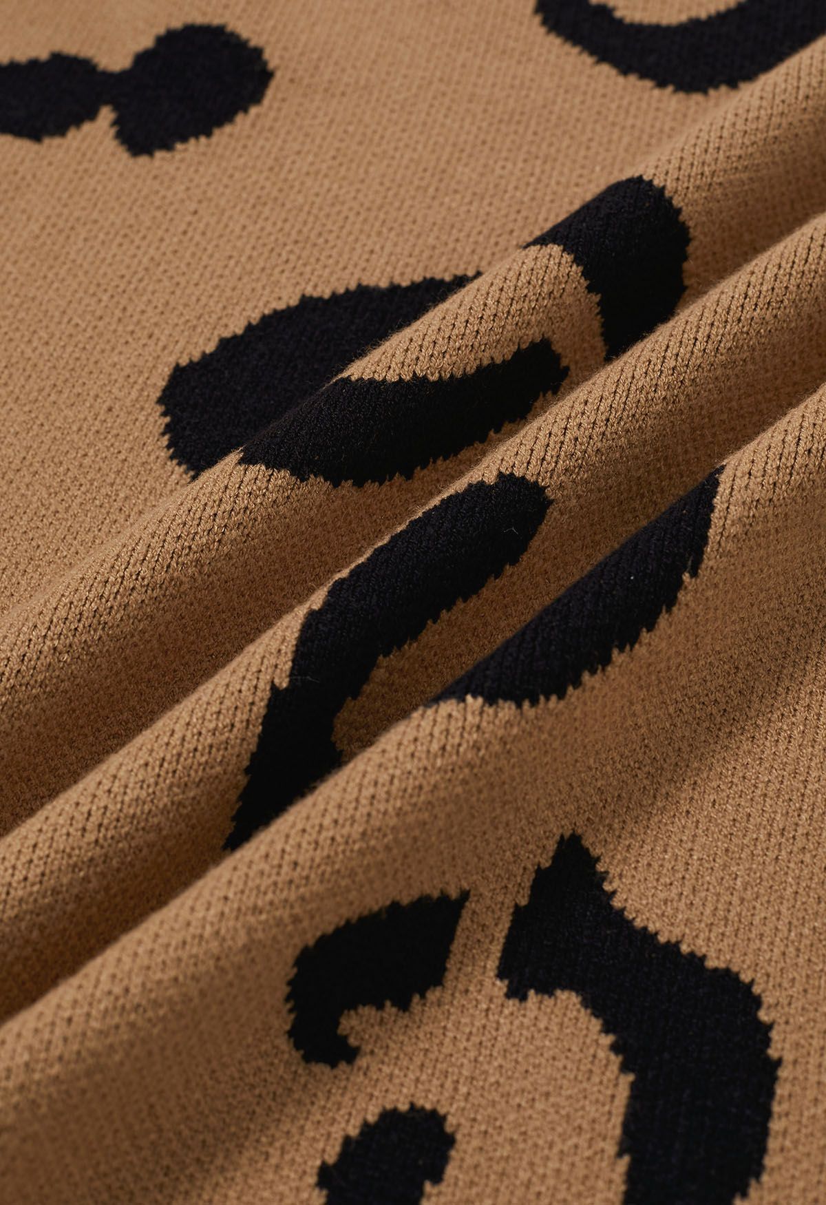 Leopard Pattern Open Front Knit Cardigan