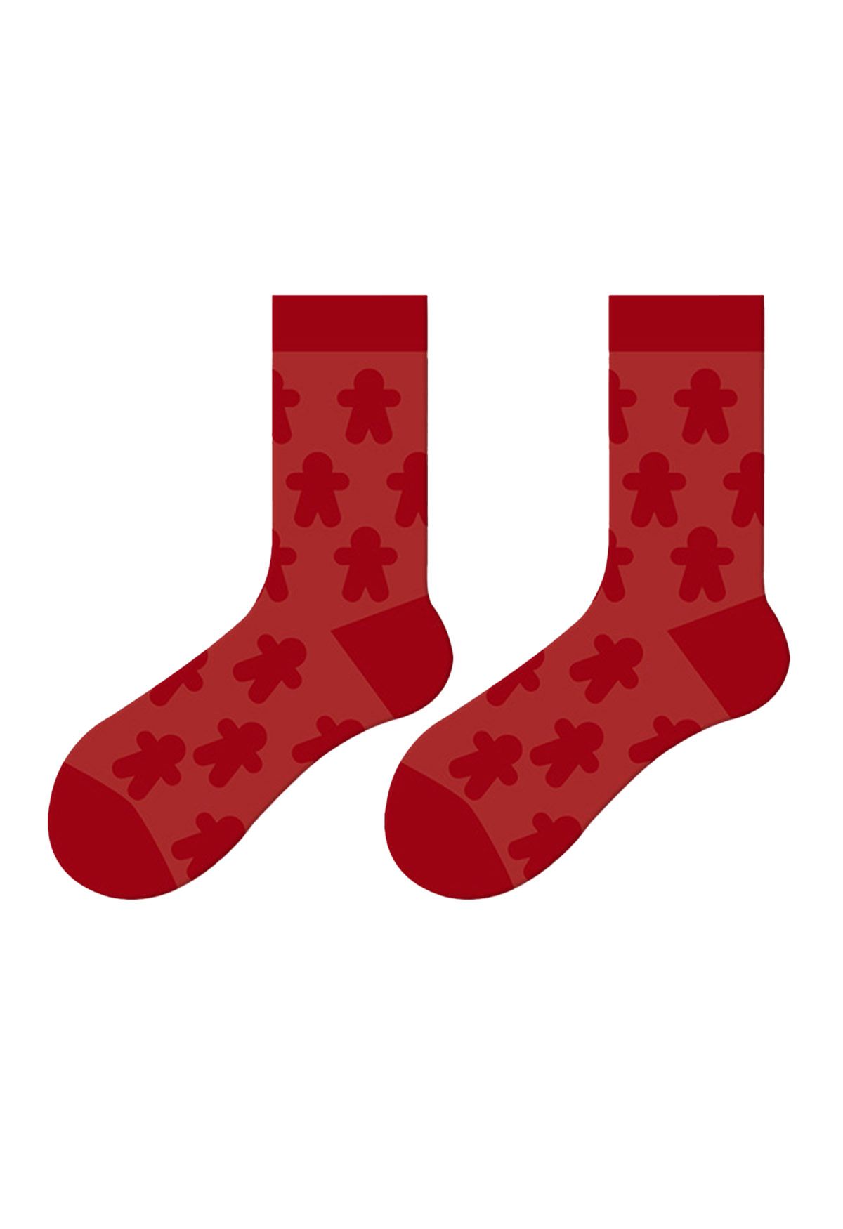 Christmas Vibe Embossed Mid-Calf Socks in Red