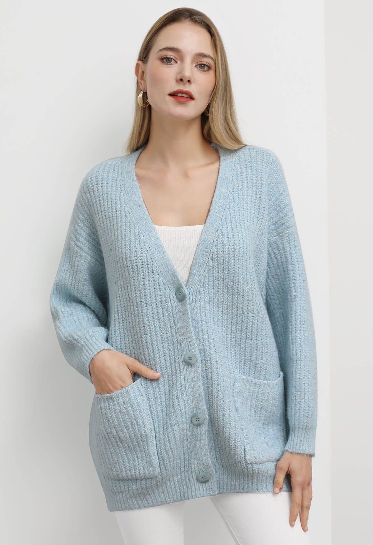 Light blue knit on sale cardigan