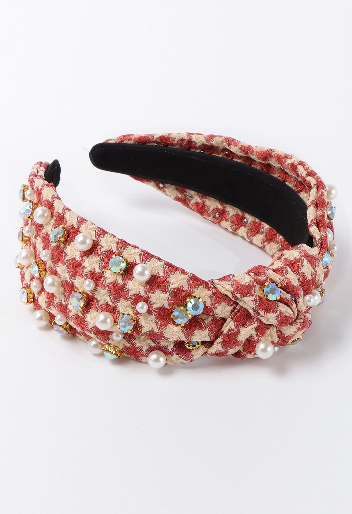 Retro Red Rhinestone Pearl Headband