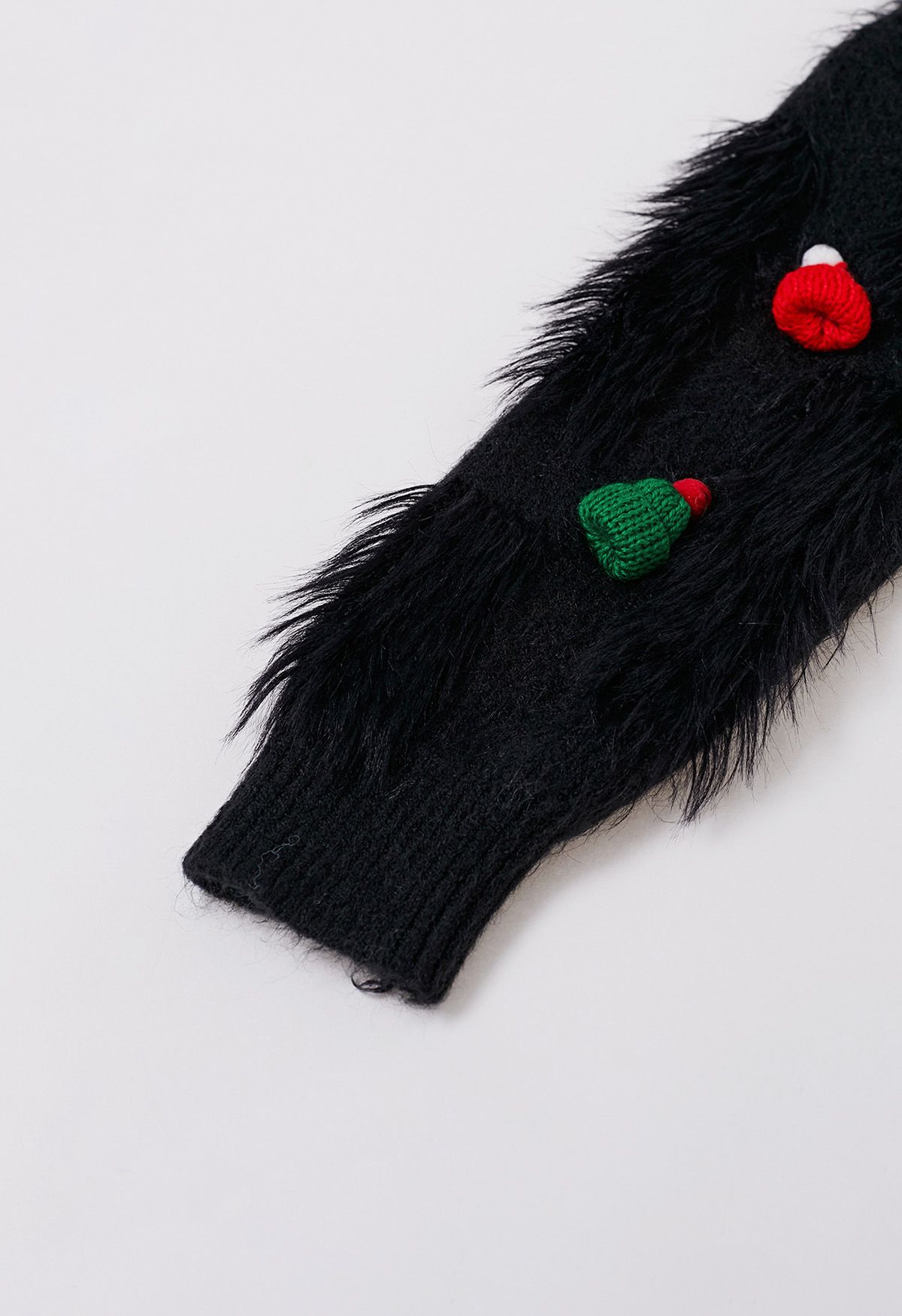 Christmas Elements Fluffy Knit Cardigan in Black