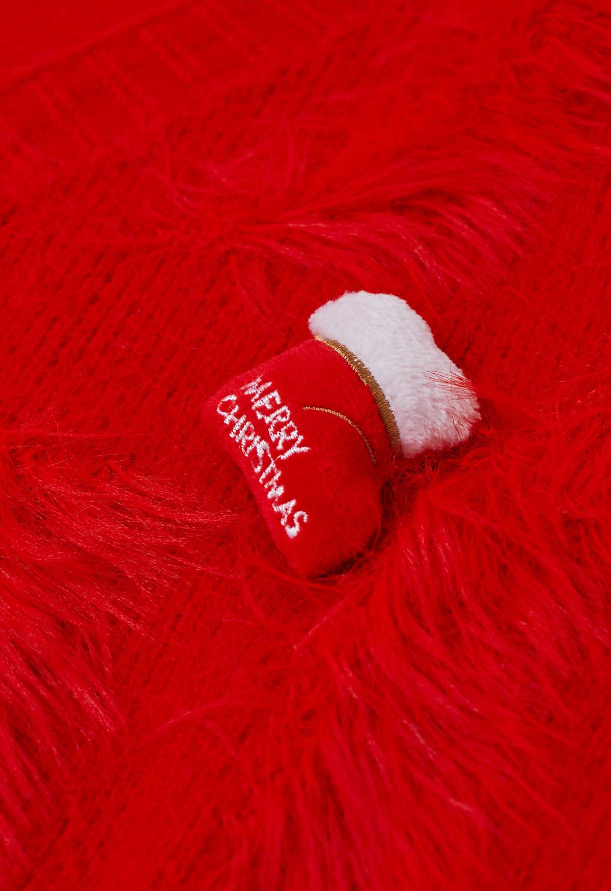 Christmas Elements Fluffy Knit Cardigan in Red