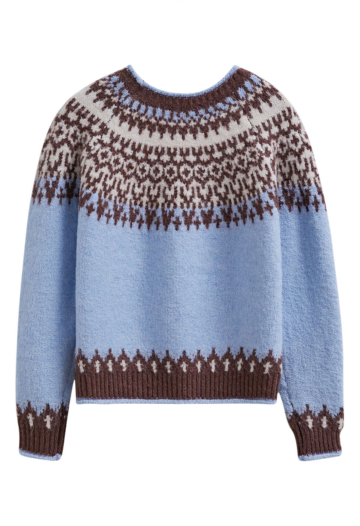 Vintage Blue Fair Isle Knit Sweater