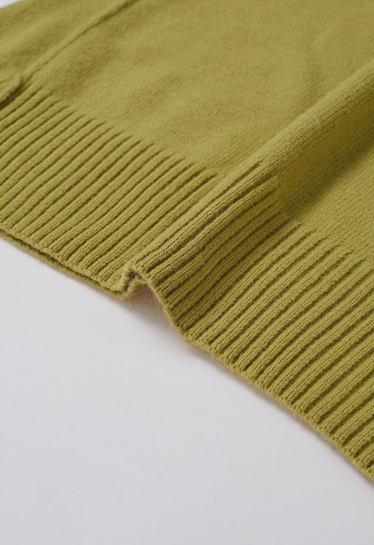 Dropped Shoulder Side Slit Slouchy Knit Sweater in Lime