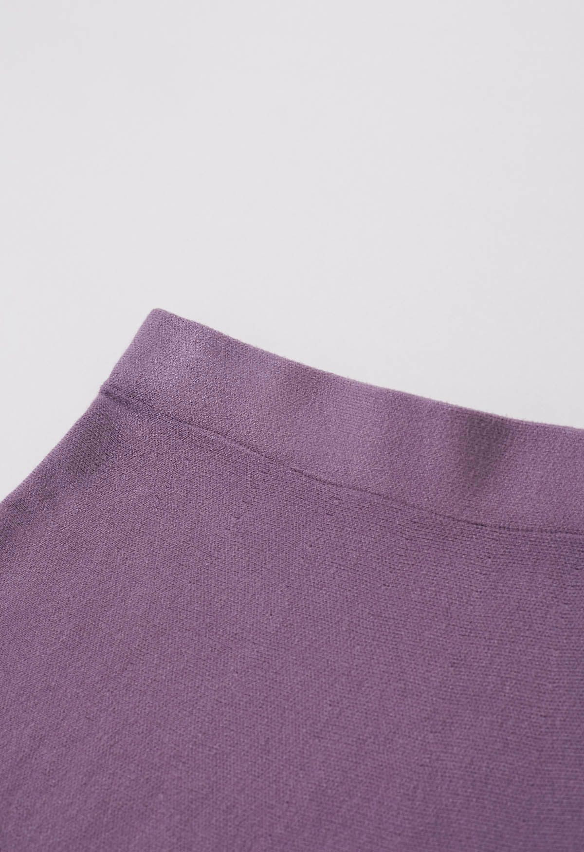 Solid Color A-Line Knit Midi Skirt in Lilac