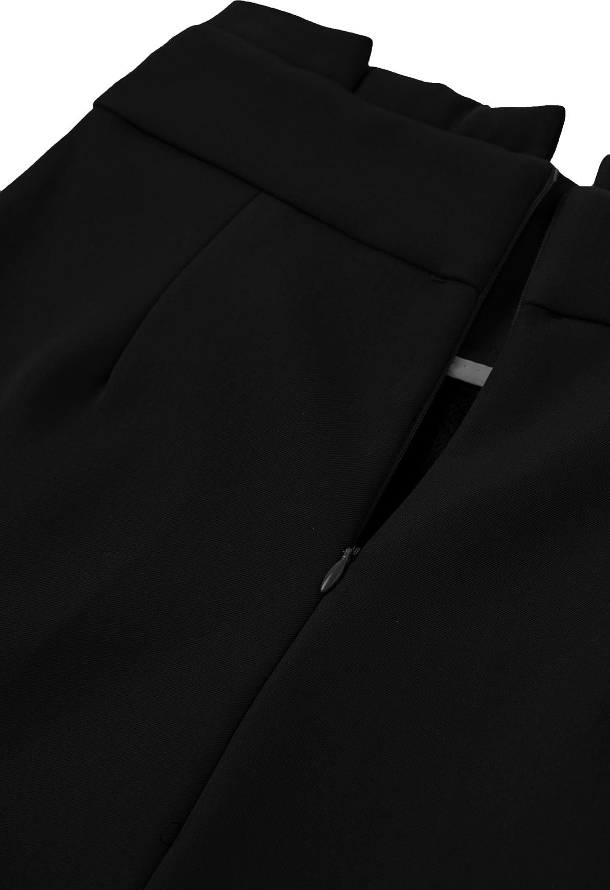 Pleated Waist Chunky Straight-Leg Pants in Black