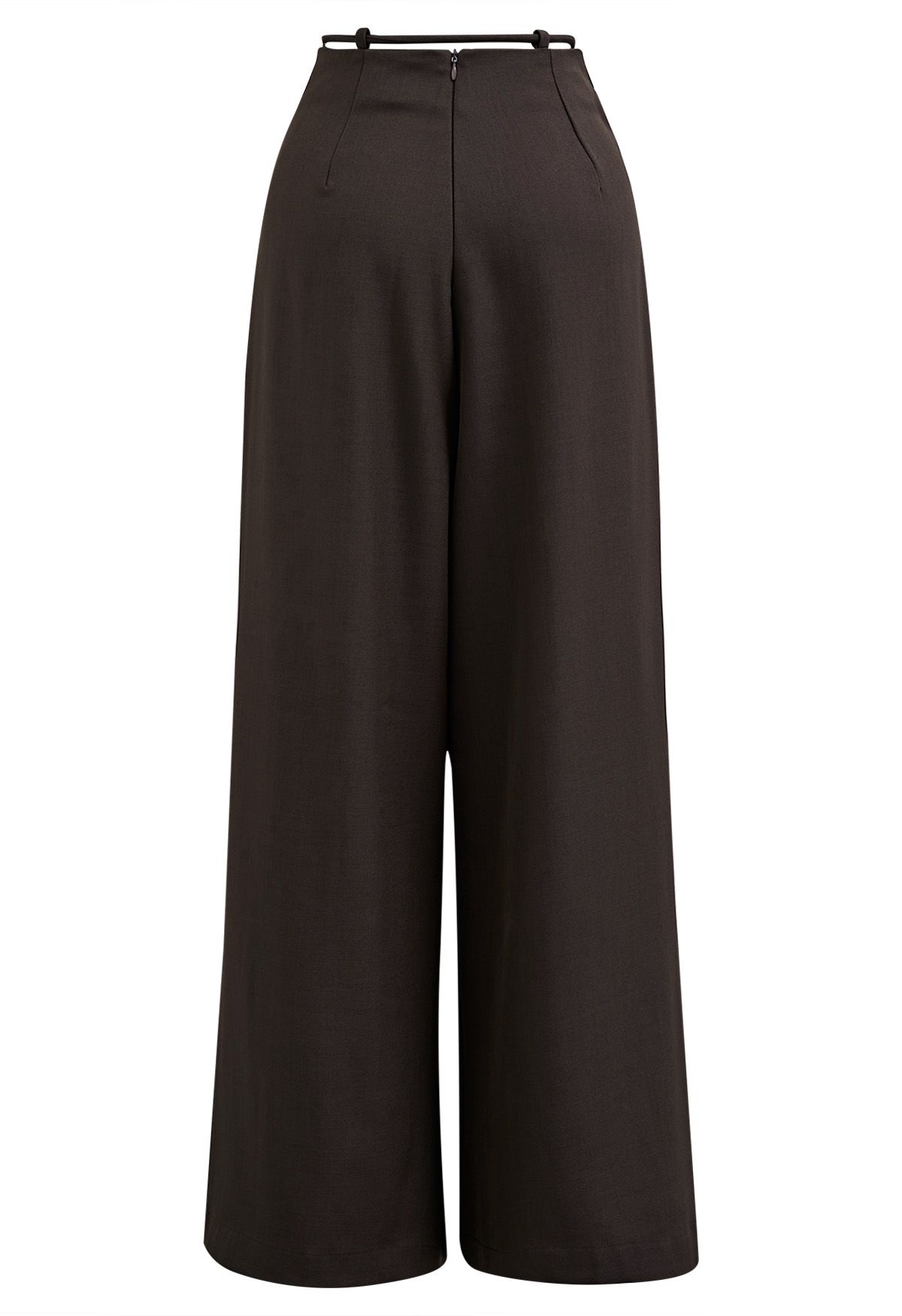 Trendy Tie-Waist Pleated Wide-Leg Pants in Brown
