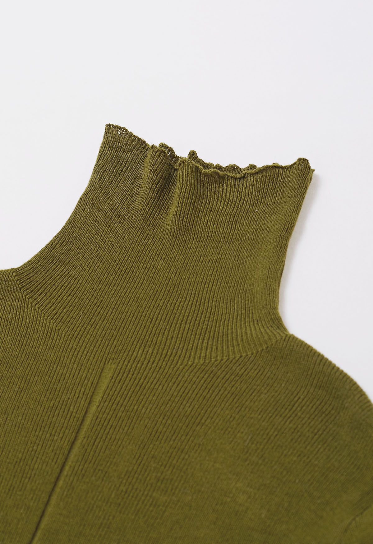 Basic High Neck Soft Knit Top in Olive