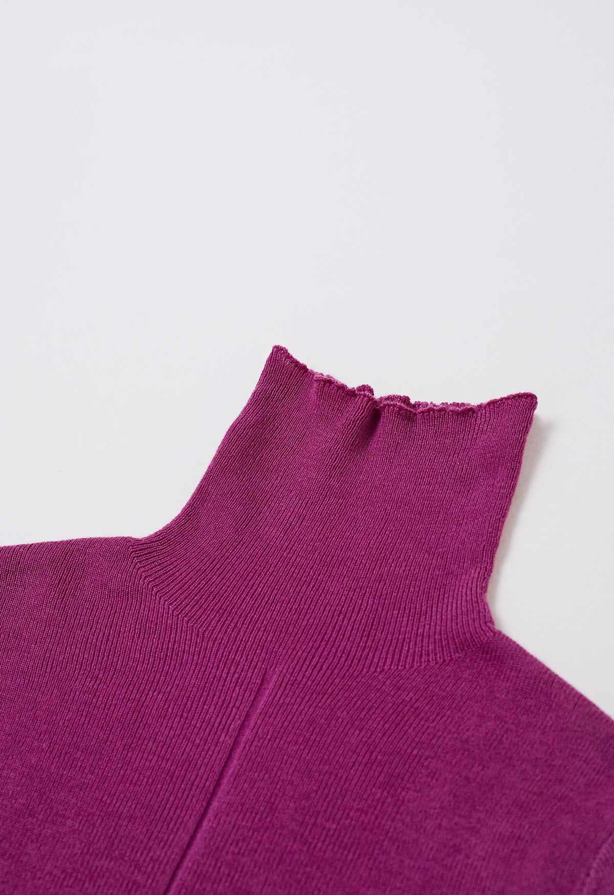 Basic High Neck Soft Knit Top in Magenta