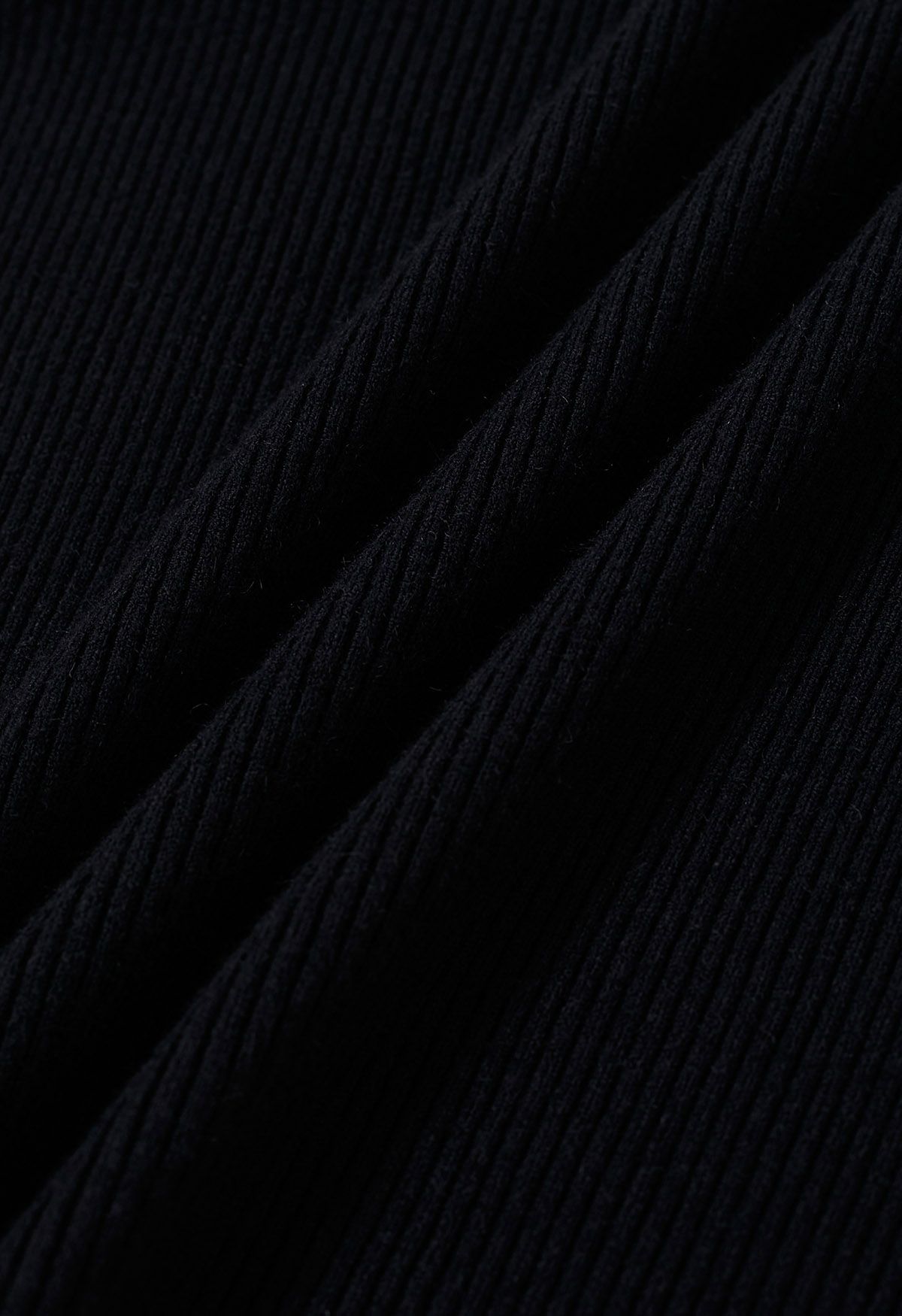 Pearl Ruffle Organza Adorned Knit Top in Black