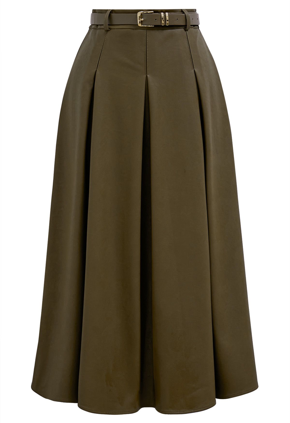 Pleated midi skirt olive best sale