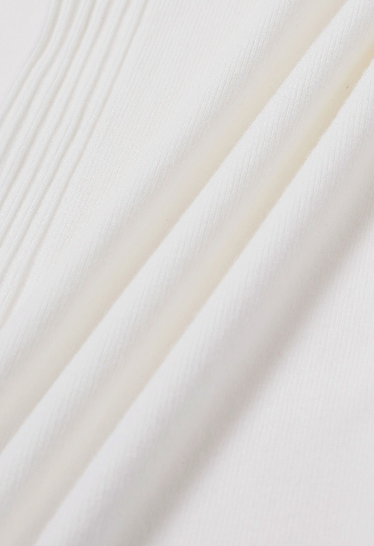 Ribbed Detailing Drawstring Waist Knit Pants in White