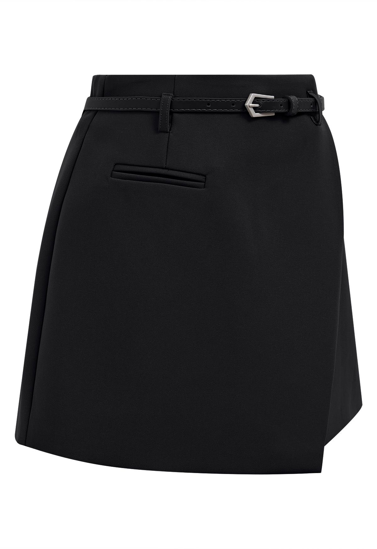 Welt Pocket Belted Flap Skorts in Black - Retro, Indie and Unique Fashion