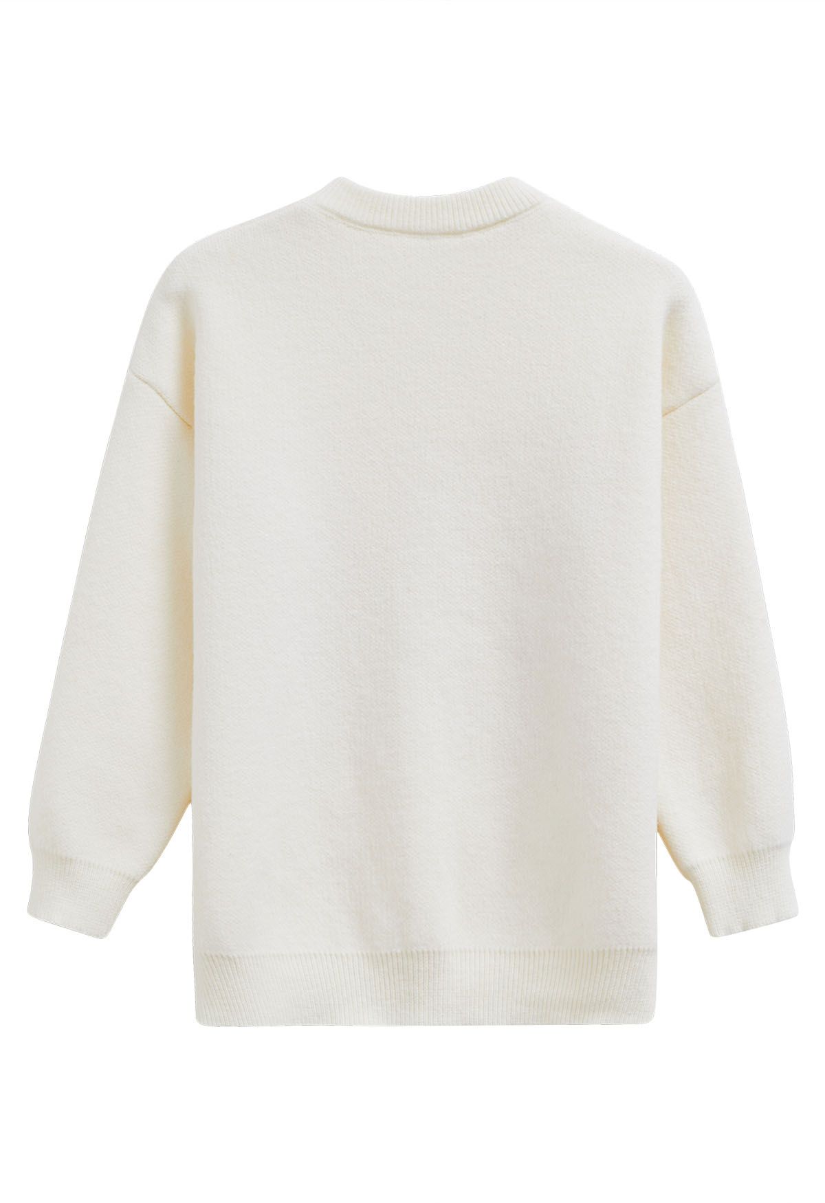 Ripped Heart Snug Knit Sweater in Ivory