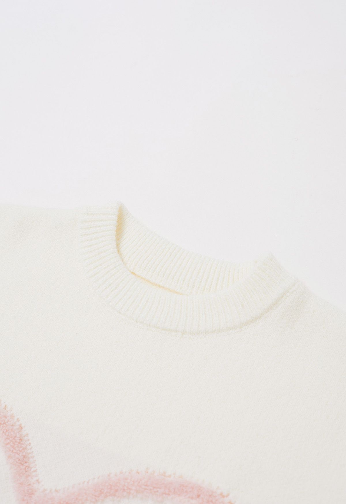 Ripped Heart Snug Knit Sweater in Ivory