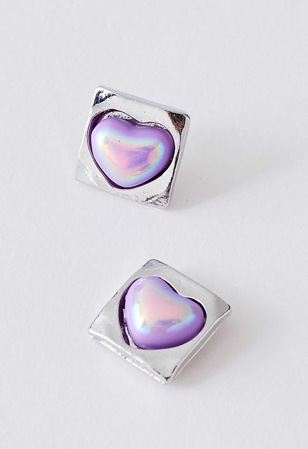 Laser Violet Heart Square Shape Earrings