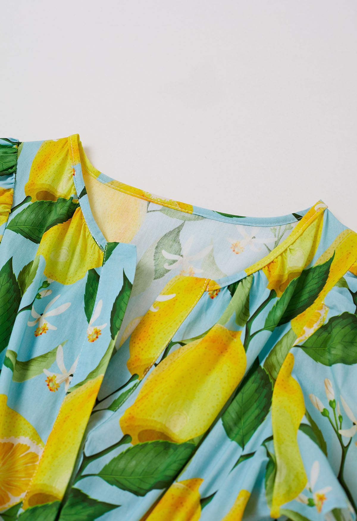 Zesty Yellow Lemon Printed Maxi Dress