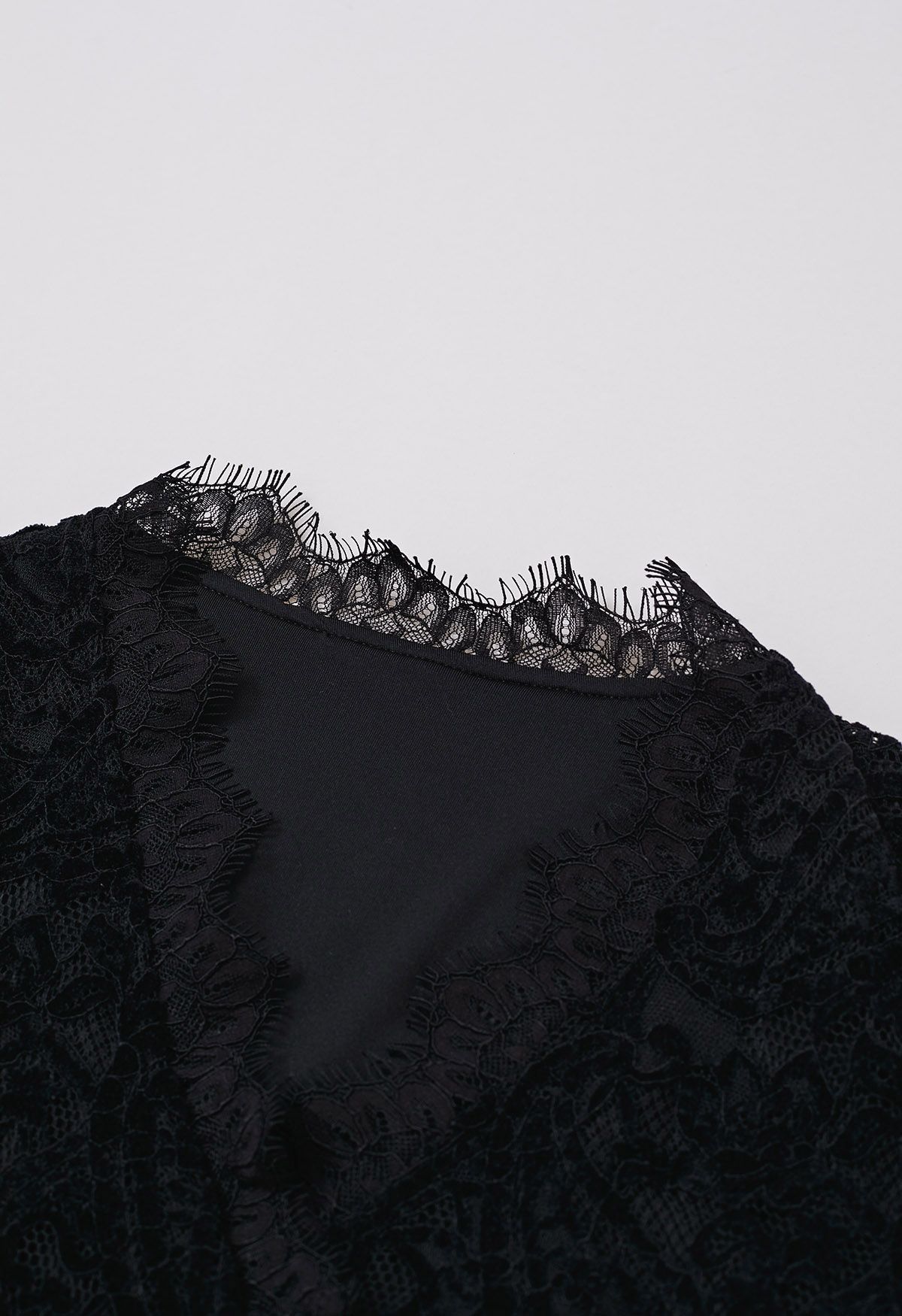 Paisley Full Lace Tie Waist Wrap Top in Black