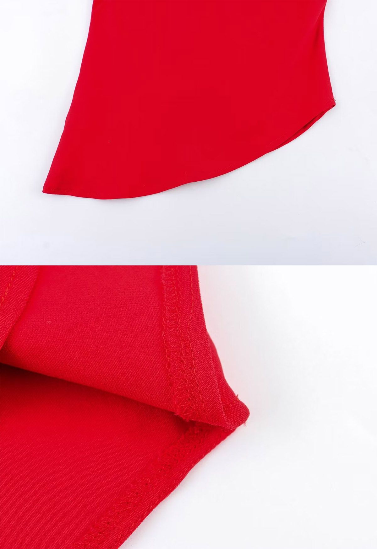 Asymmetric Ruched Detail Long Sleeves Top in Red