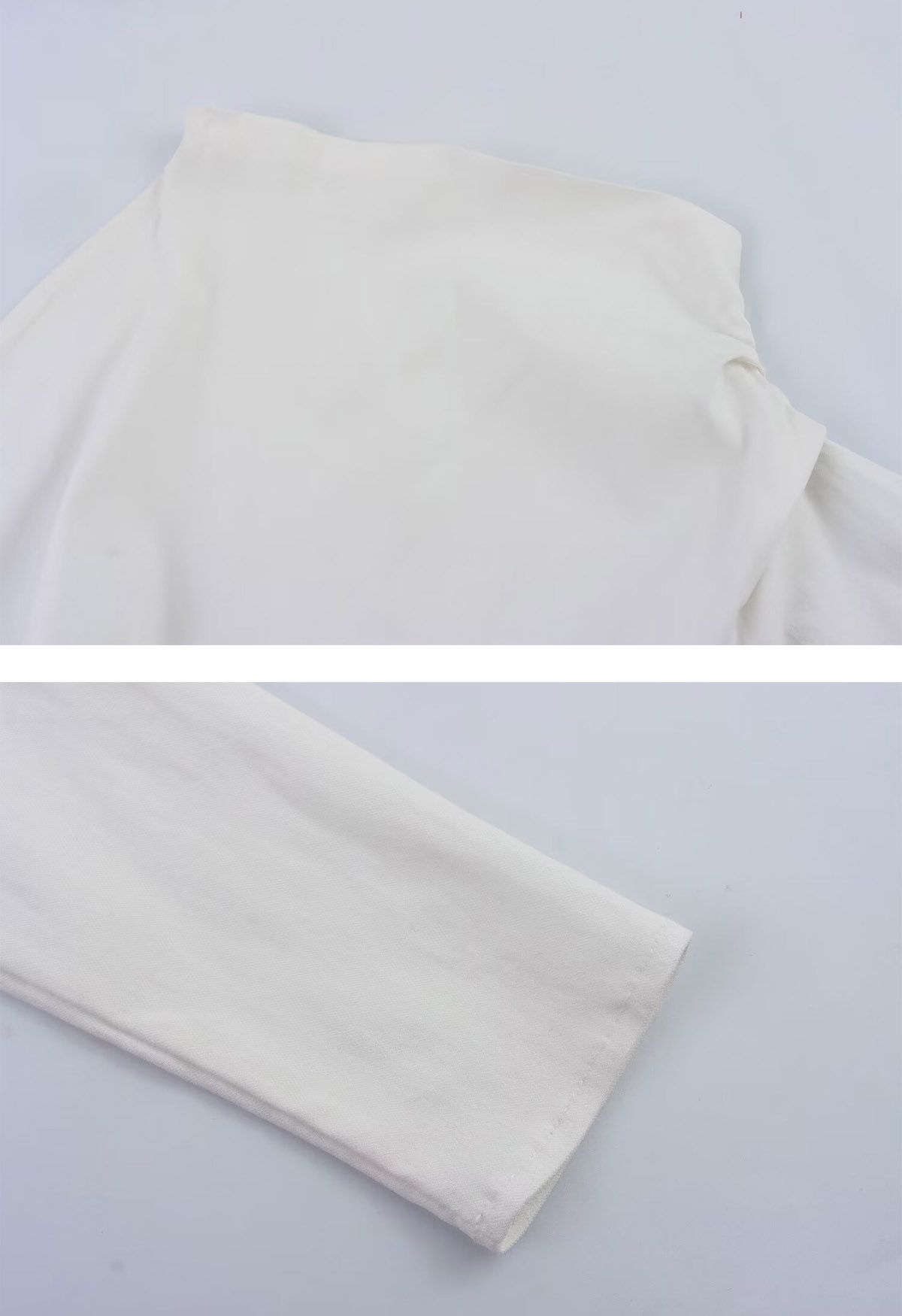 Asymmetric Ruched Detail Long Sleeves Top in White