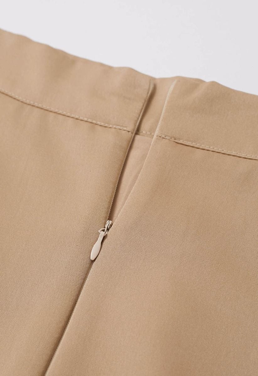 Timeless Elegance Satin A-Line Maxi Skirt in Tan