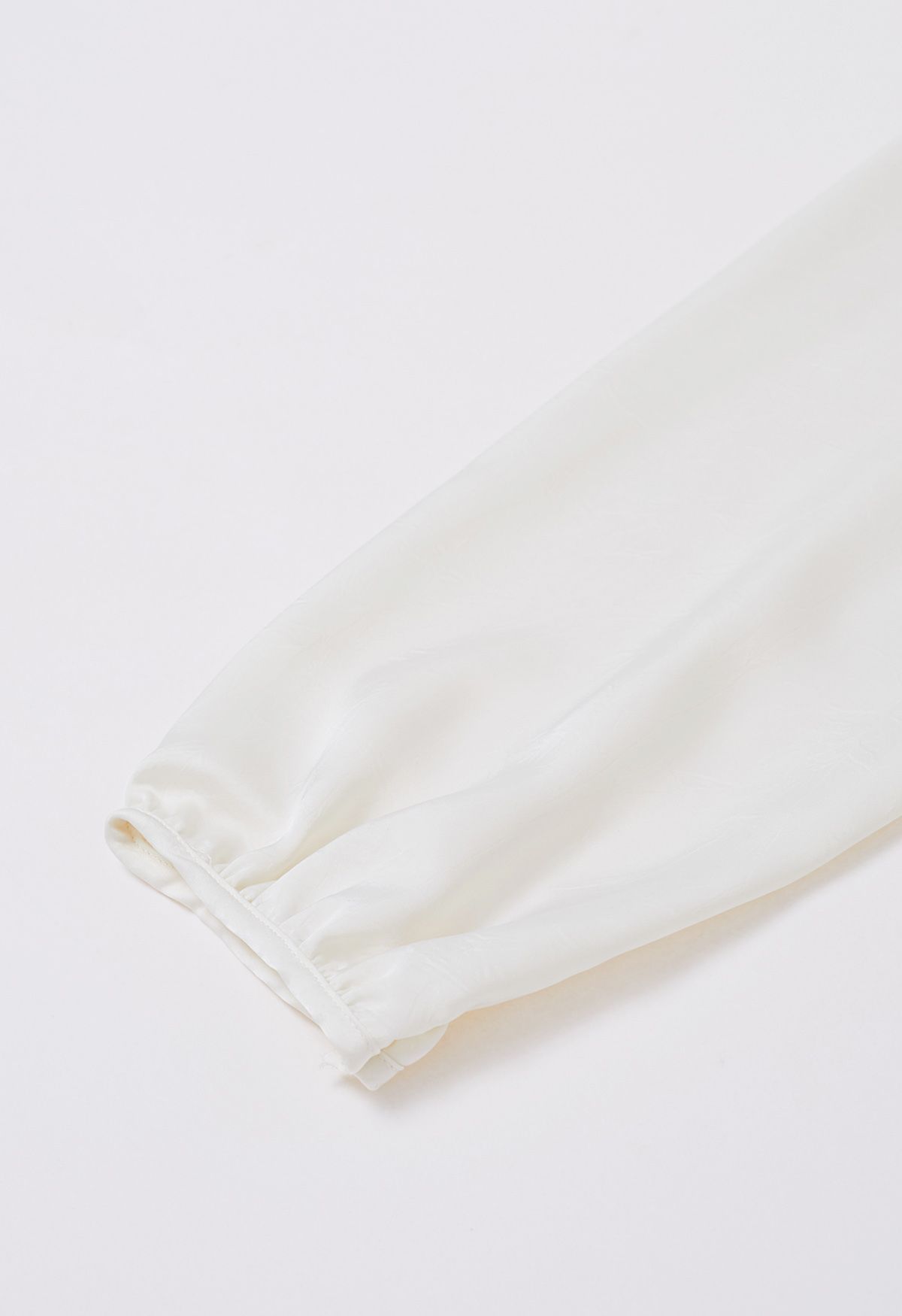 Tie Waist Bubble Sleeve Texture Top in Cream