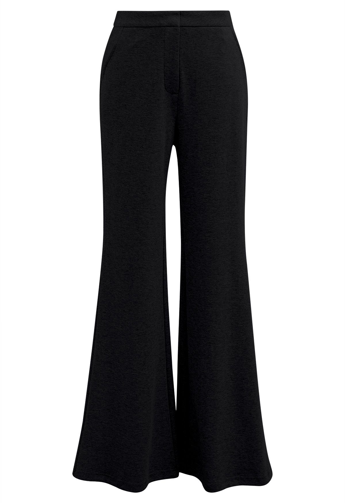 Side Pockets Flare Leg Pants in Black