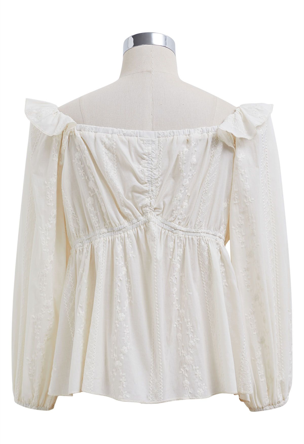 Floret Chain Embroidered Dolly Top in Cream