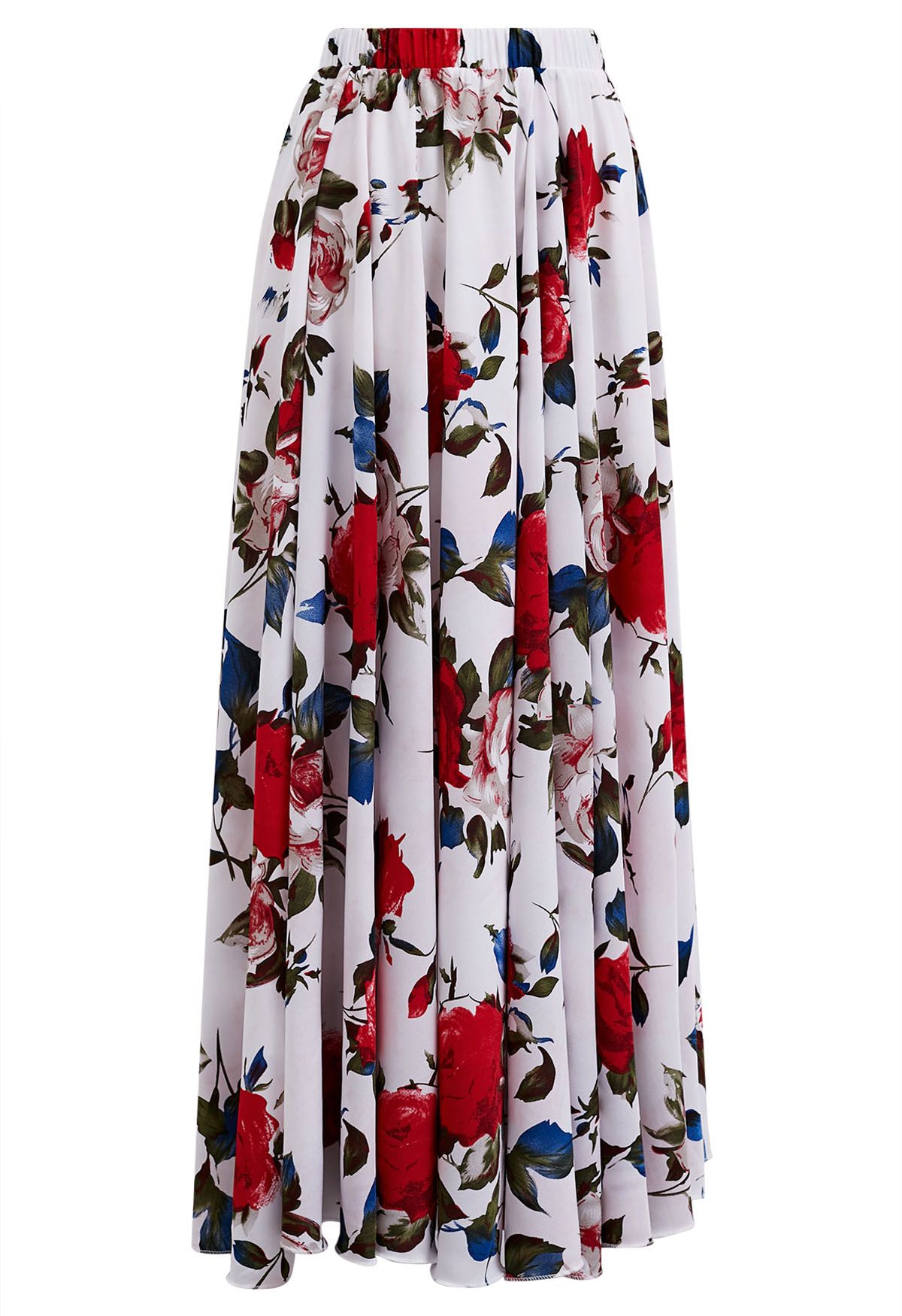 Enthralling Rose Printed Chiffon Maxi Skirt