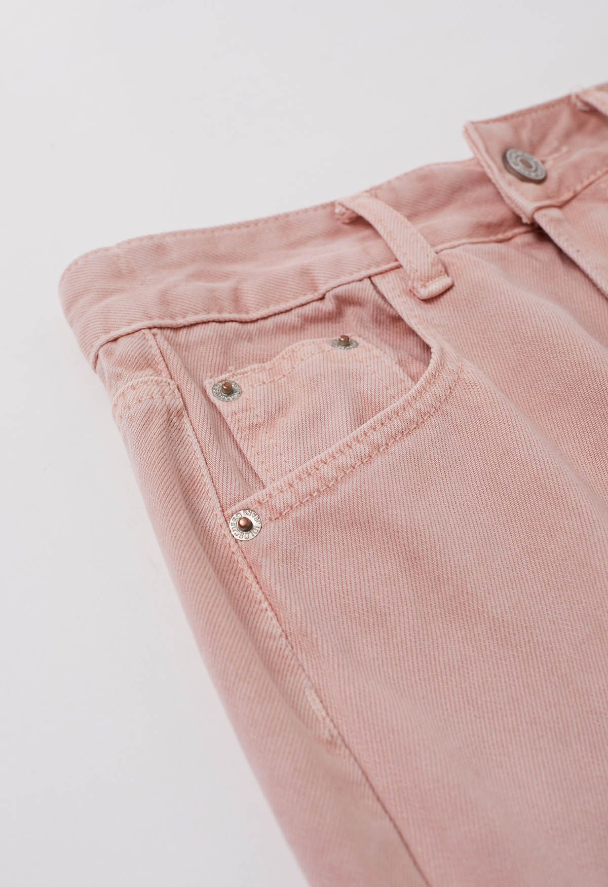 Slit Back Belted Denim Maxi Skirt in Pink