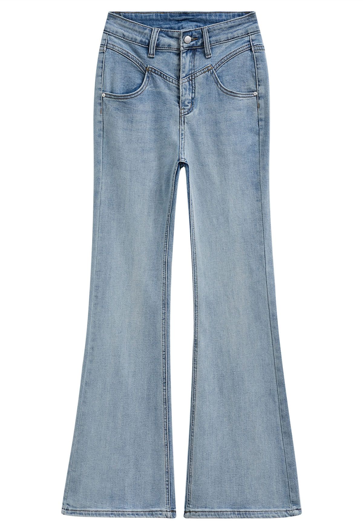 Flattering Stretchy Flare Leg Jeans in Blue