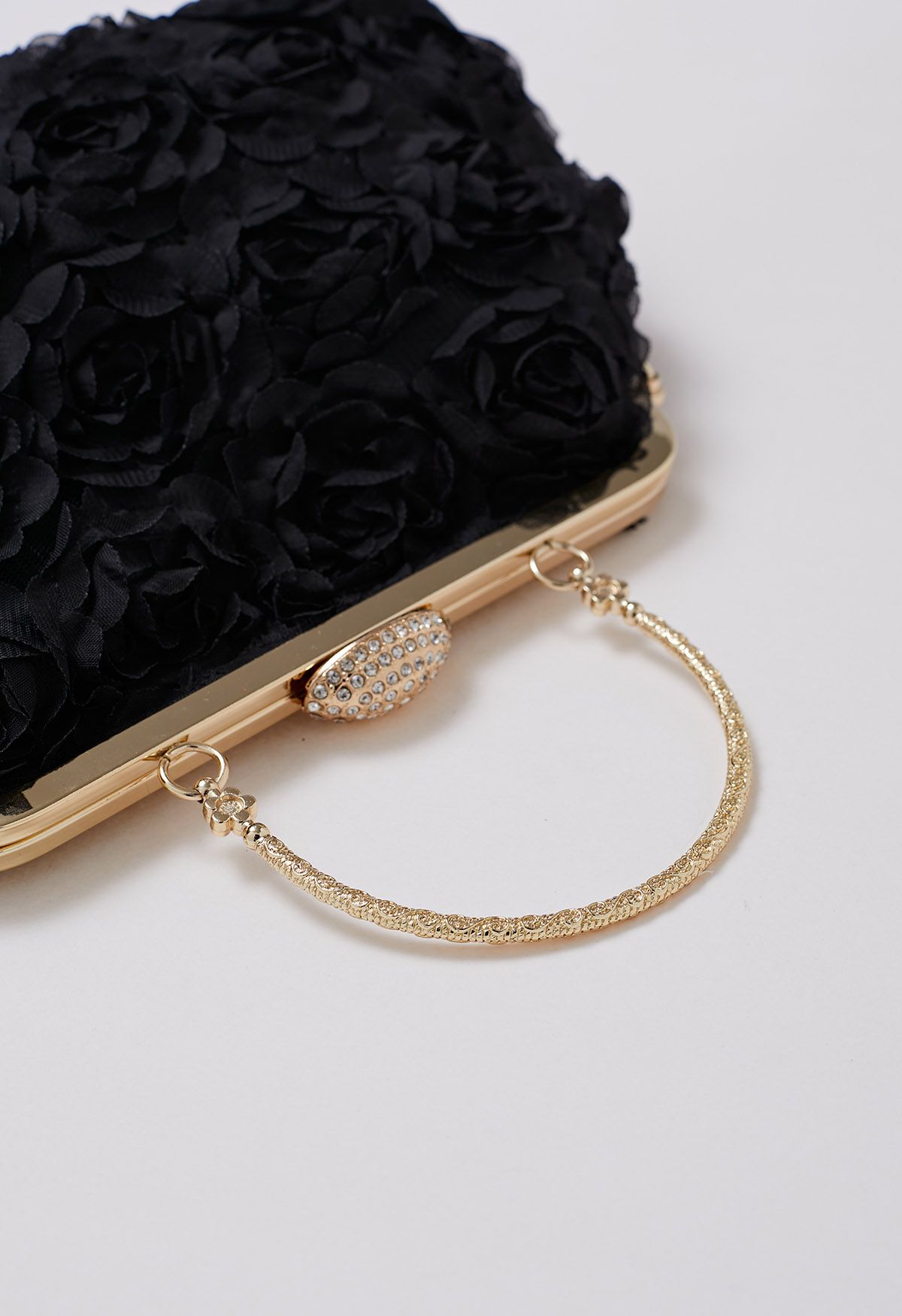 Elegant Rose Petal Clutch in Black