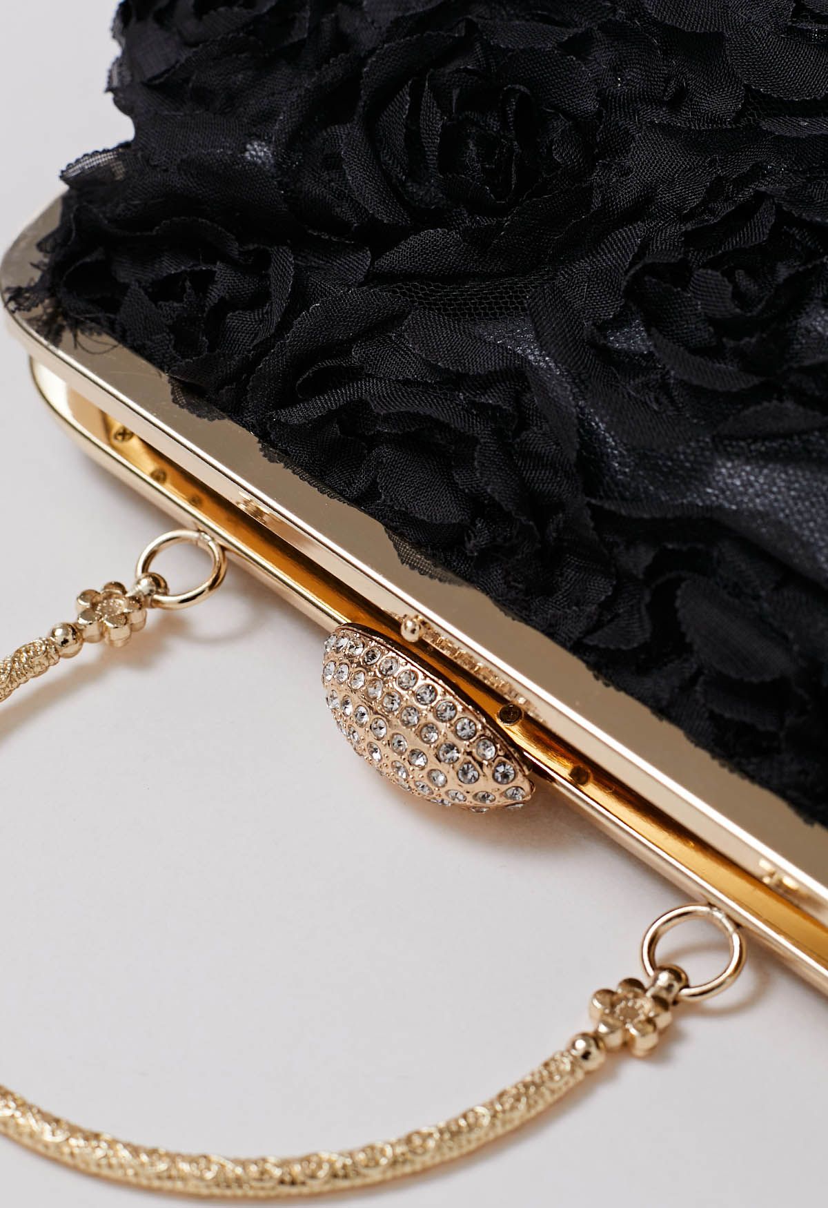 Elegant Rose Petal Clutch in Black