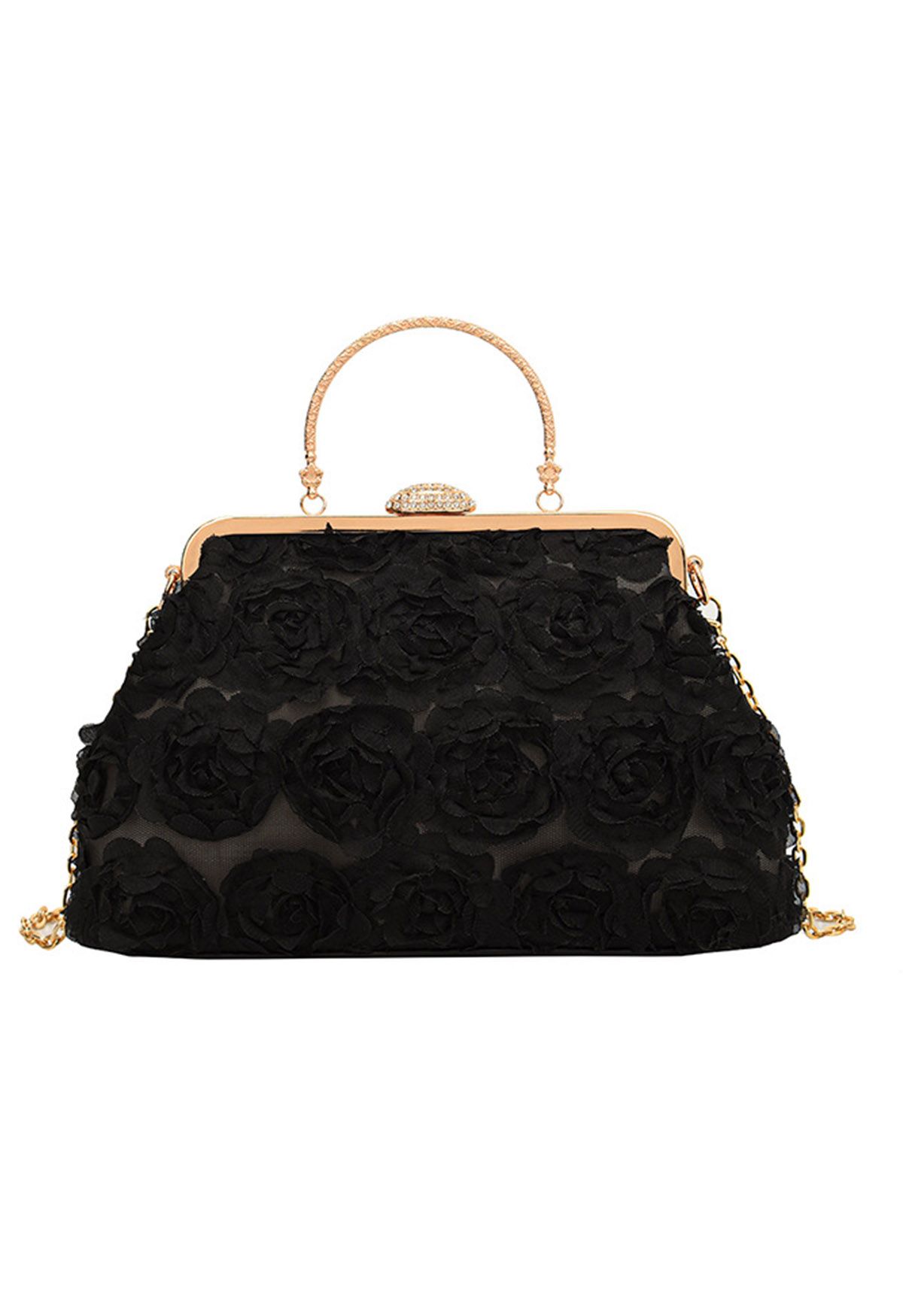 Elegant Rose Petal Clutch in Black