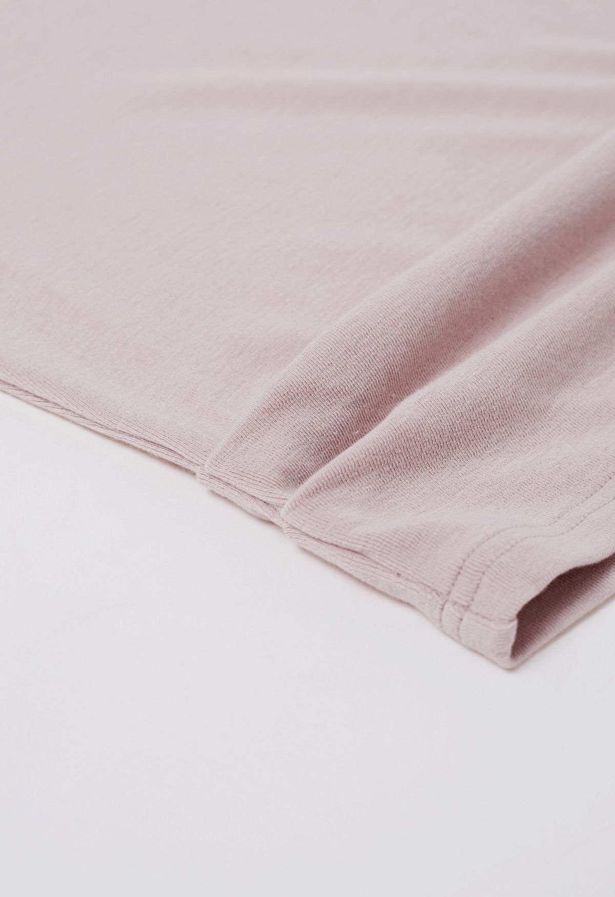 Solid Folded Neck Cotton Top in Pink