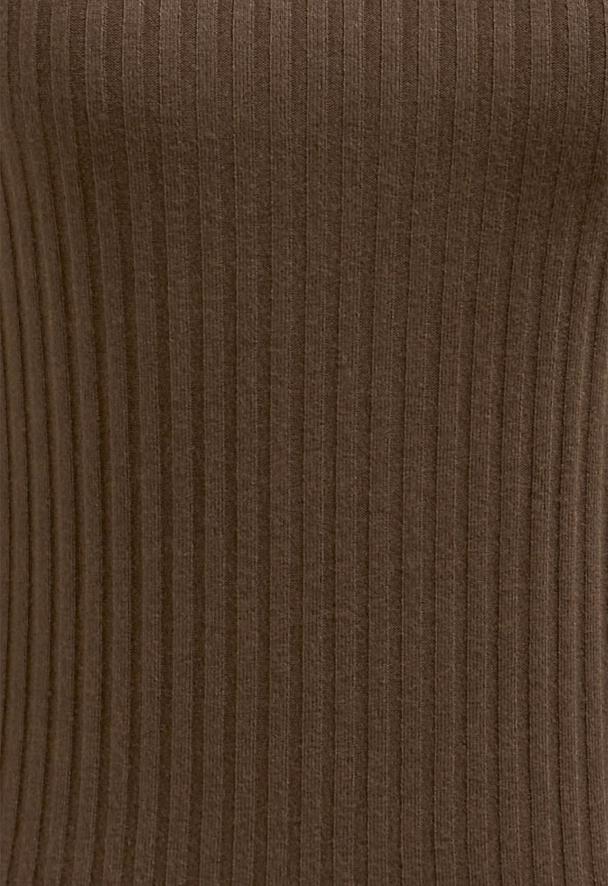 Lettuce Edge Knit Top in Brown