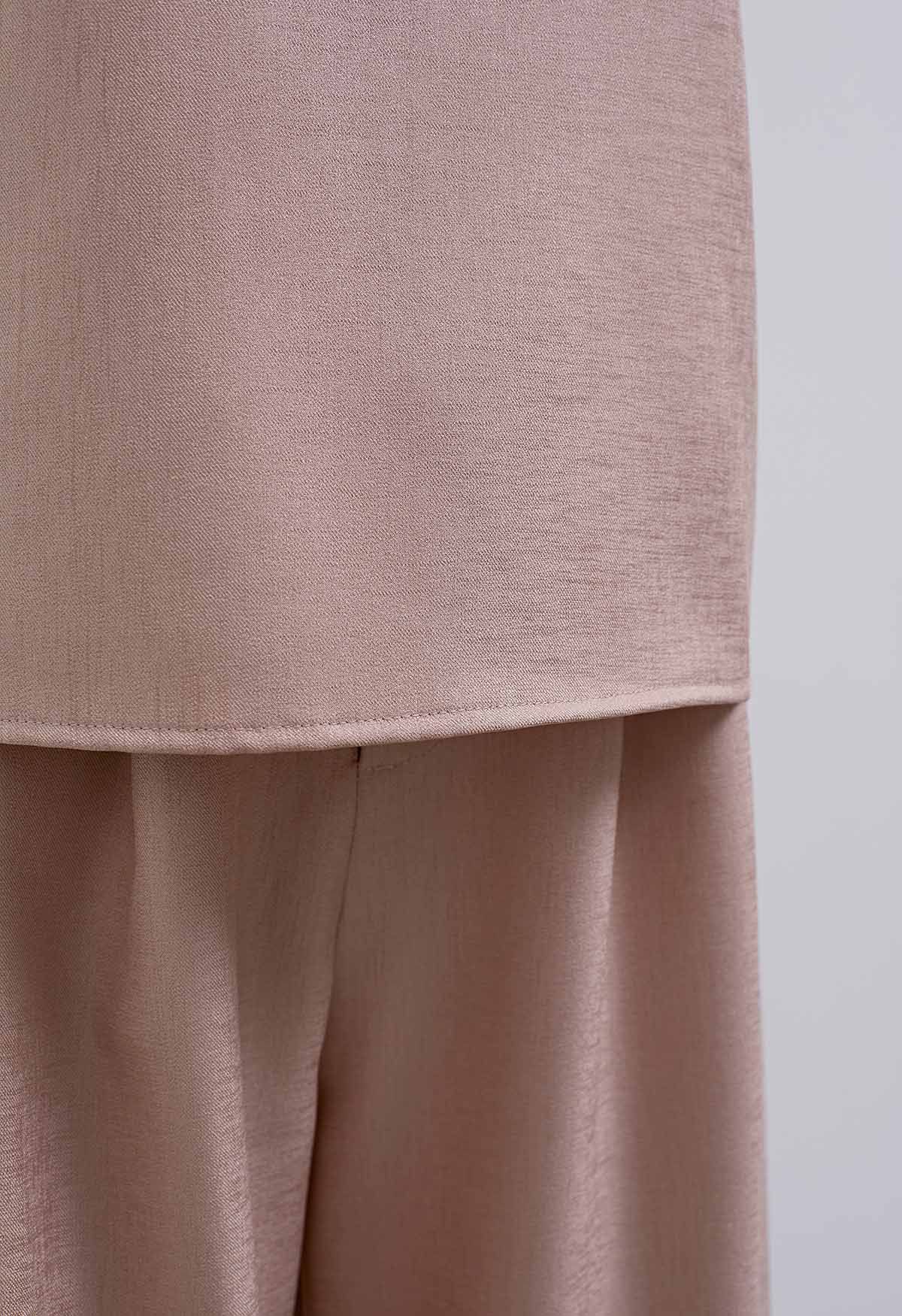 Chic Sleeveless Top and Flowy Wide-Leg Pants Set in Pink