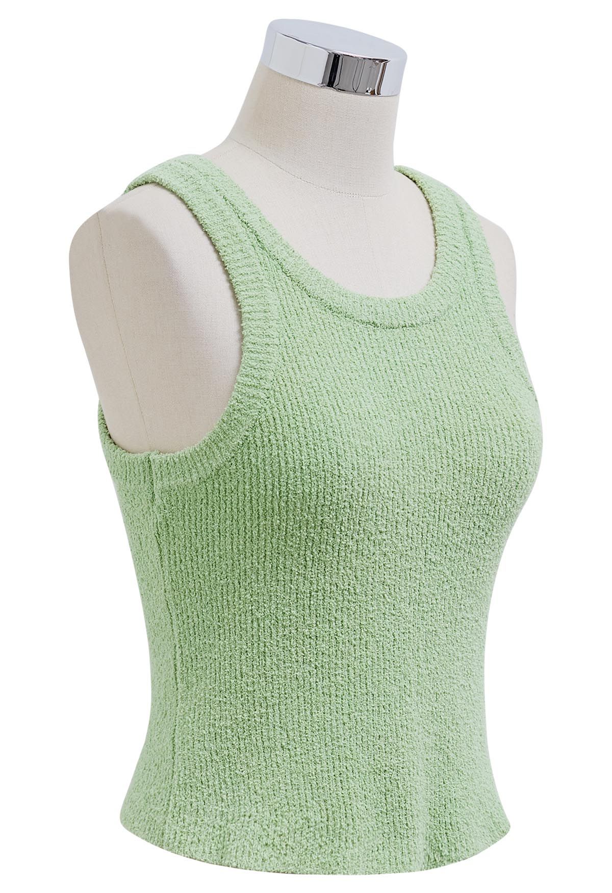 Solid Cropped Knit Tank Top in Pistachio