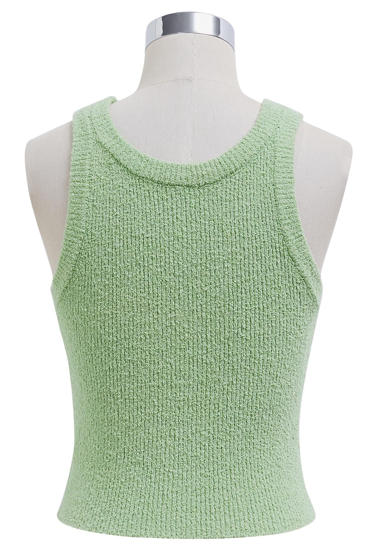 Solid Cropped Knit Tank Top in Pistachio