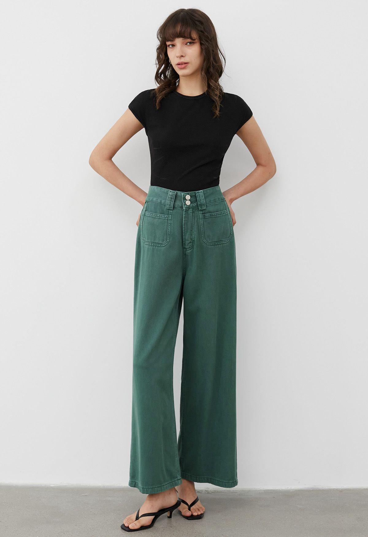 Vintage Charm Straight Leg Jeans in Green