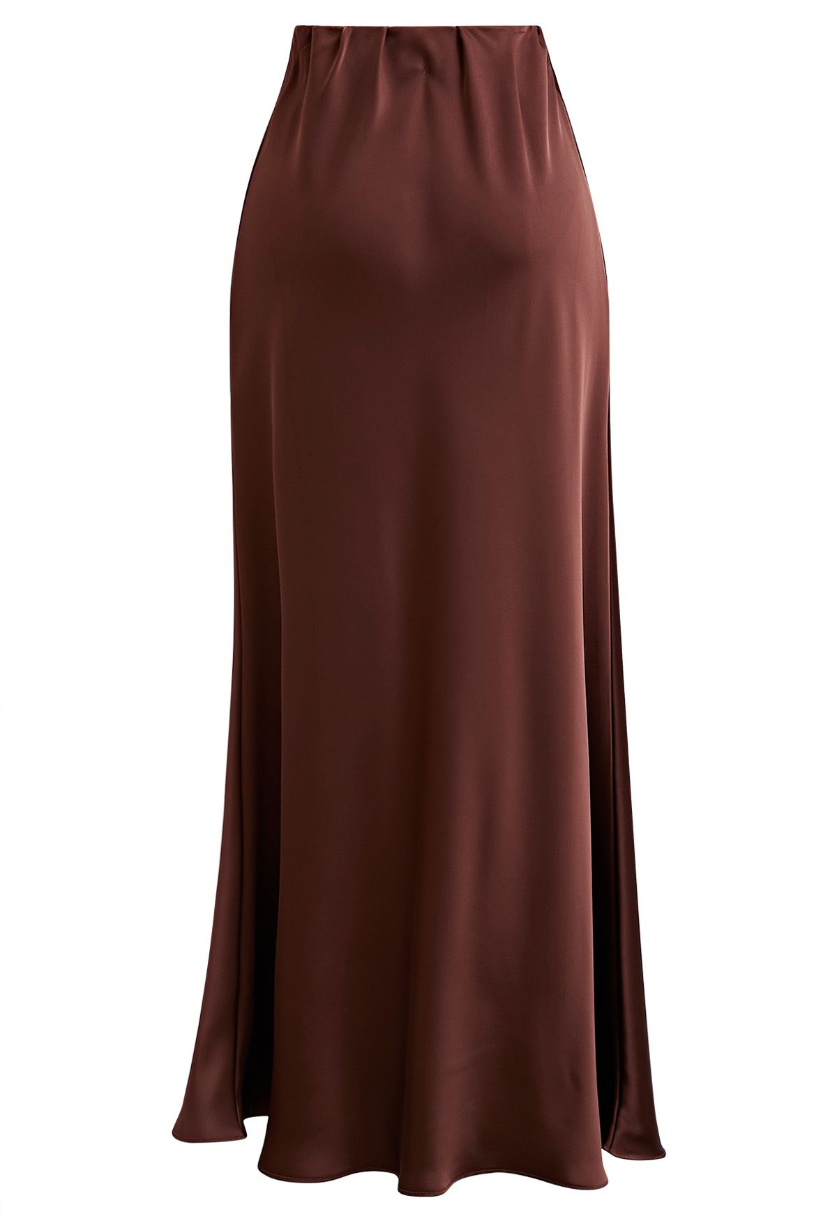 Satin Finish Mermaid Maxi Skirt in Burgundy