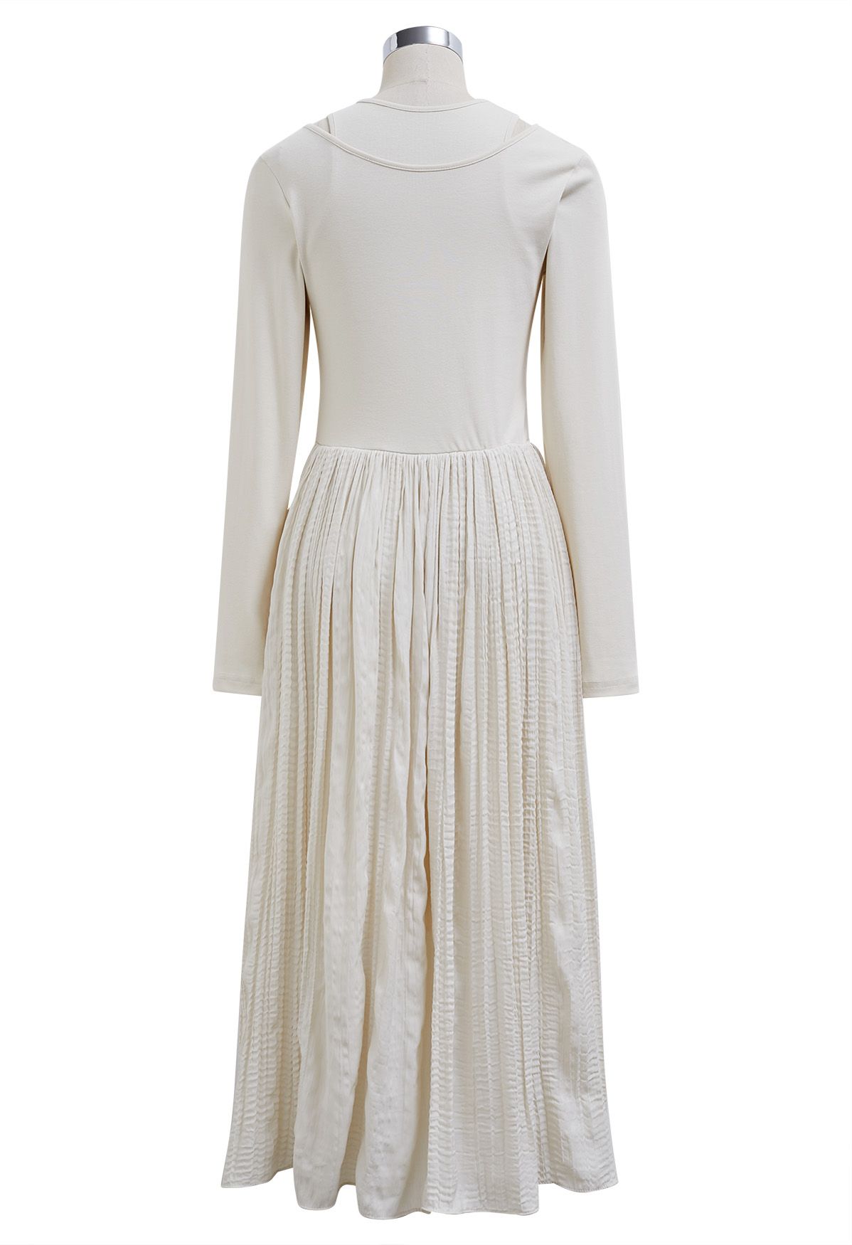 Fake Two-Piece Spliced Midi Dress in Ivory