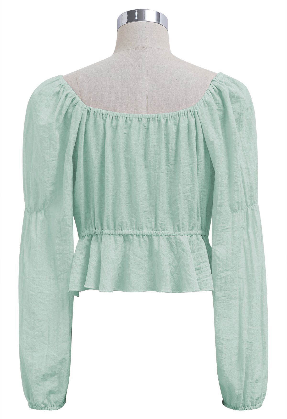 Ruffle Tie-Front Crop Top in Mint