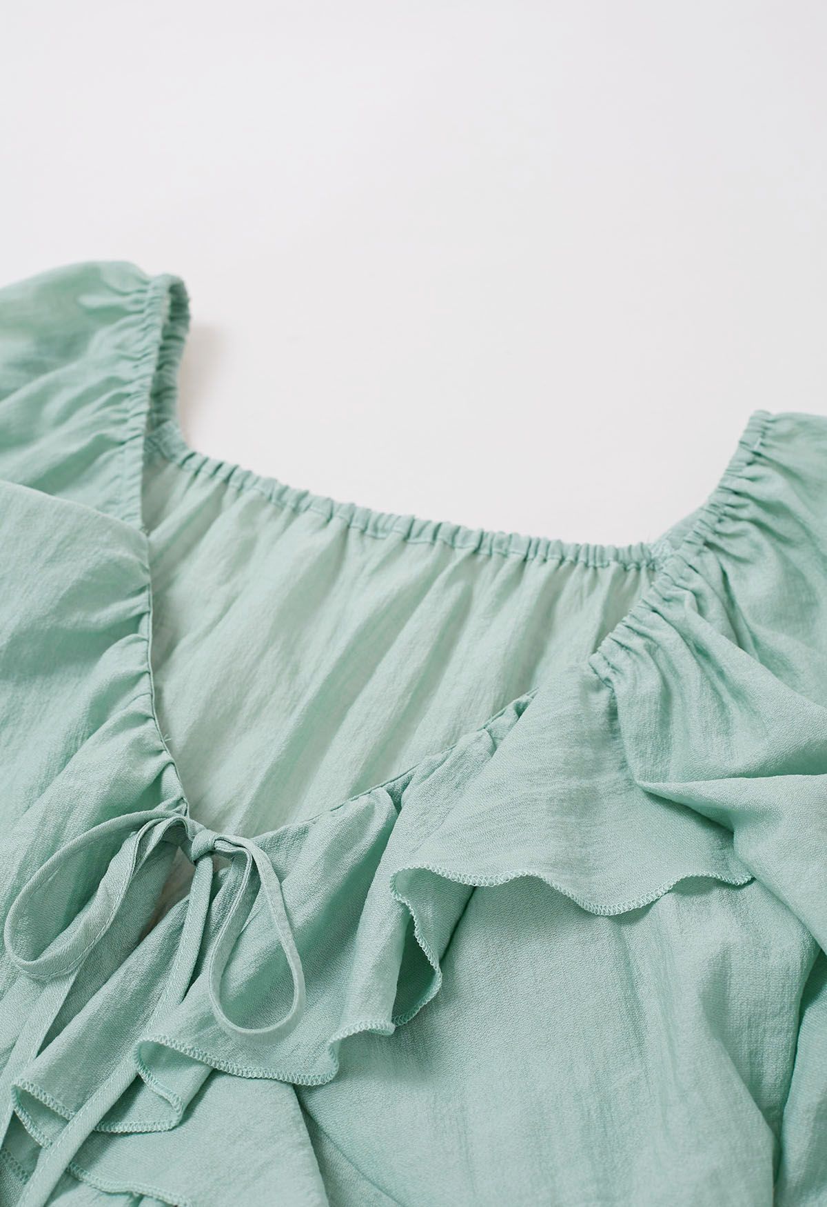 Ruffle Tie-Front Crop Top in Mint