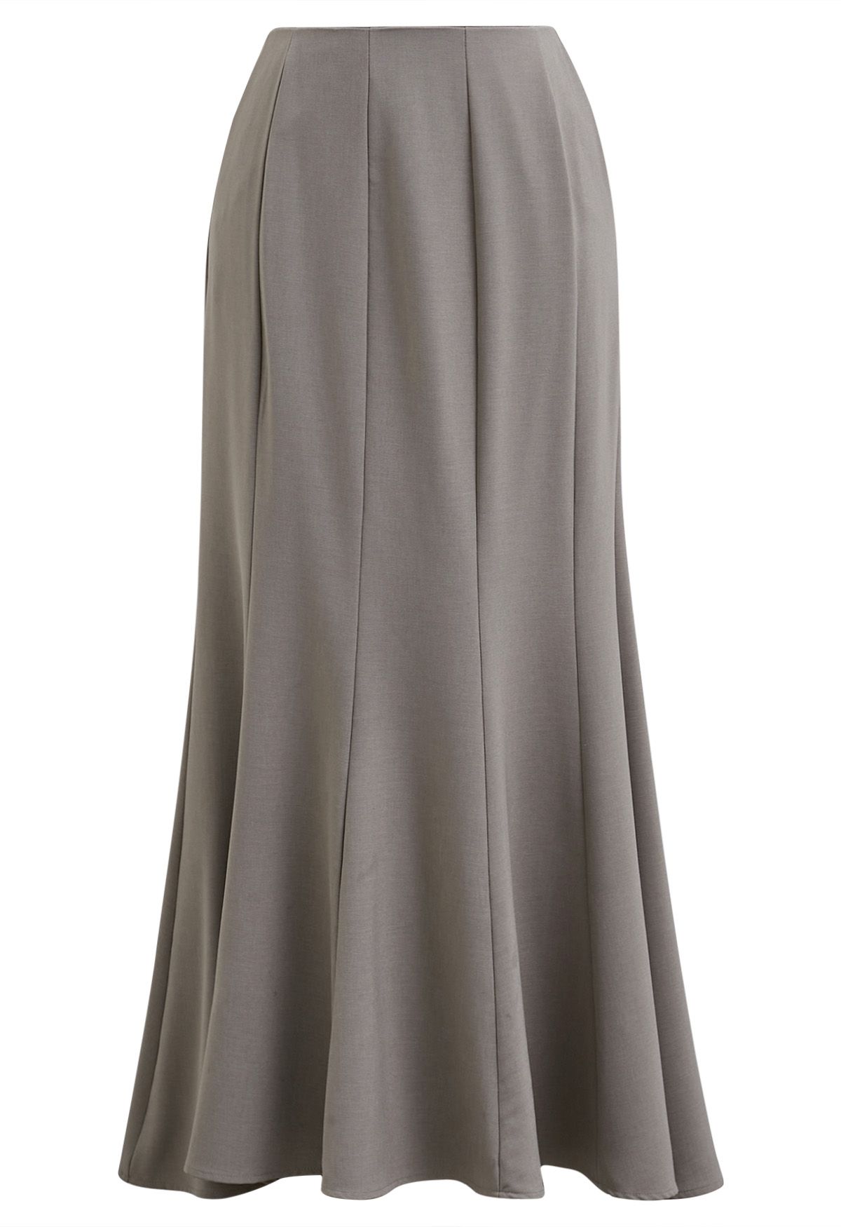 Seam Detailing Mermaid Maxi Skirt in Taupe