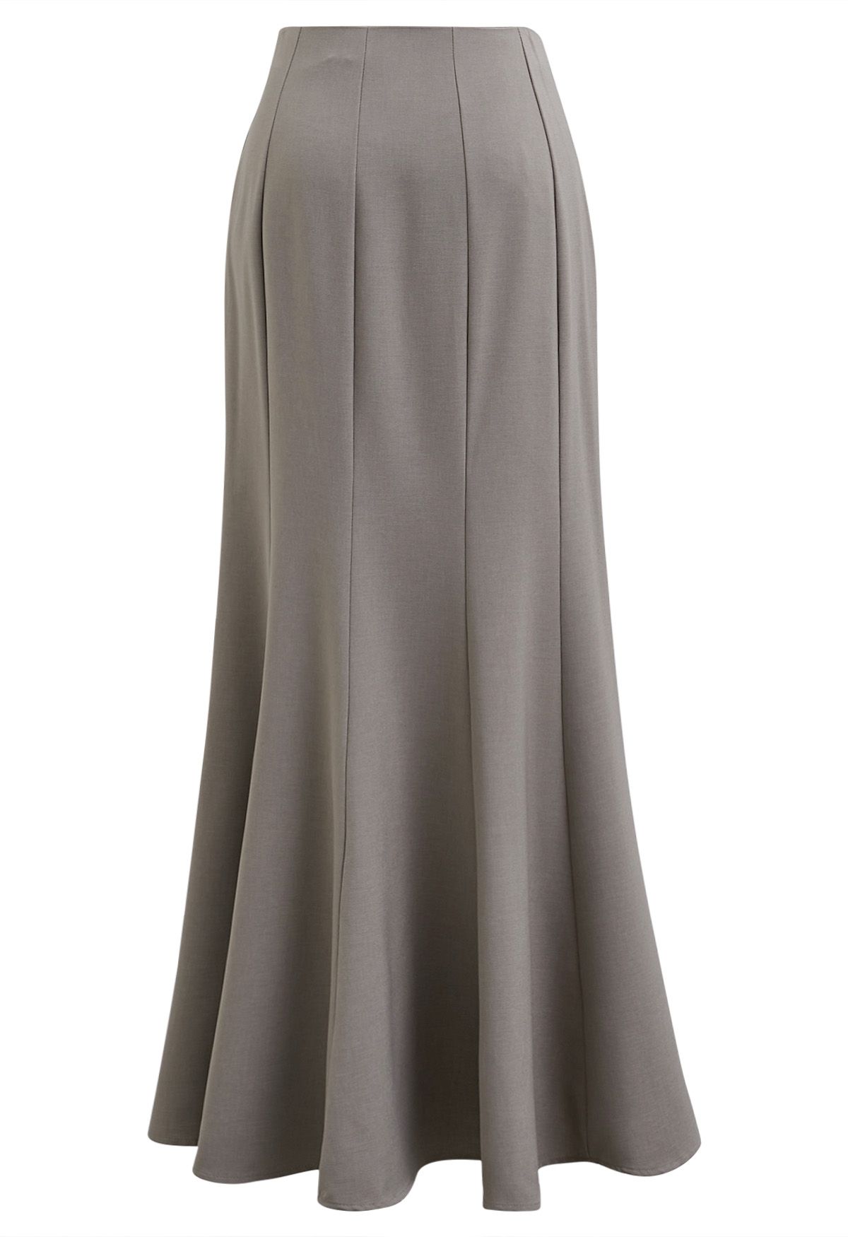 Seam Detailing Mermaid Maxi Skirt in Taupe