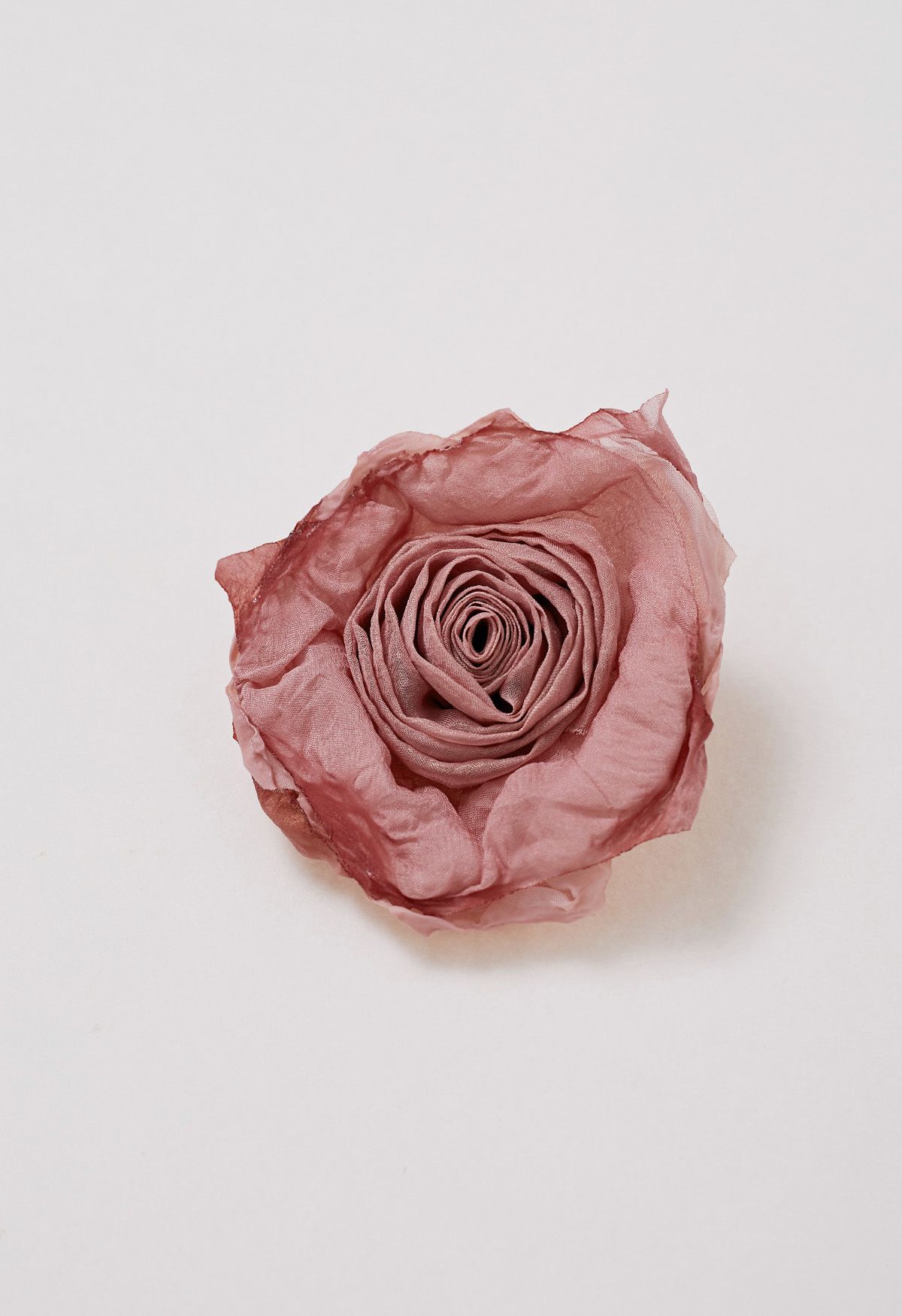 Rose Brooch Puff Sleeve Texture Sheer Top in Pink