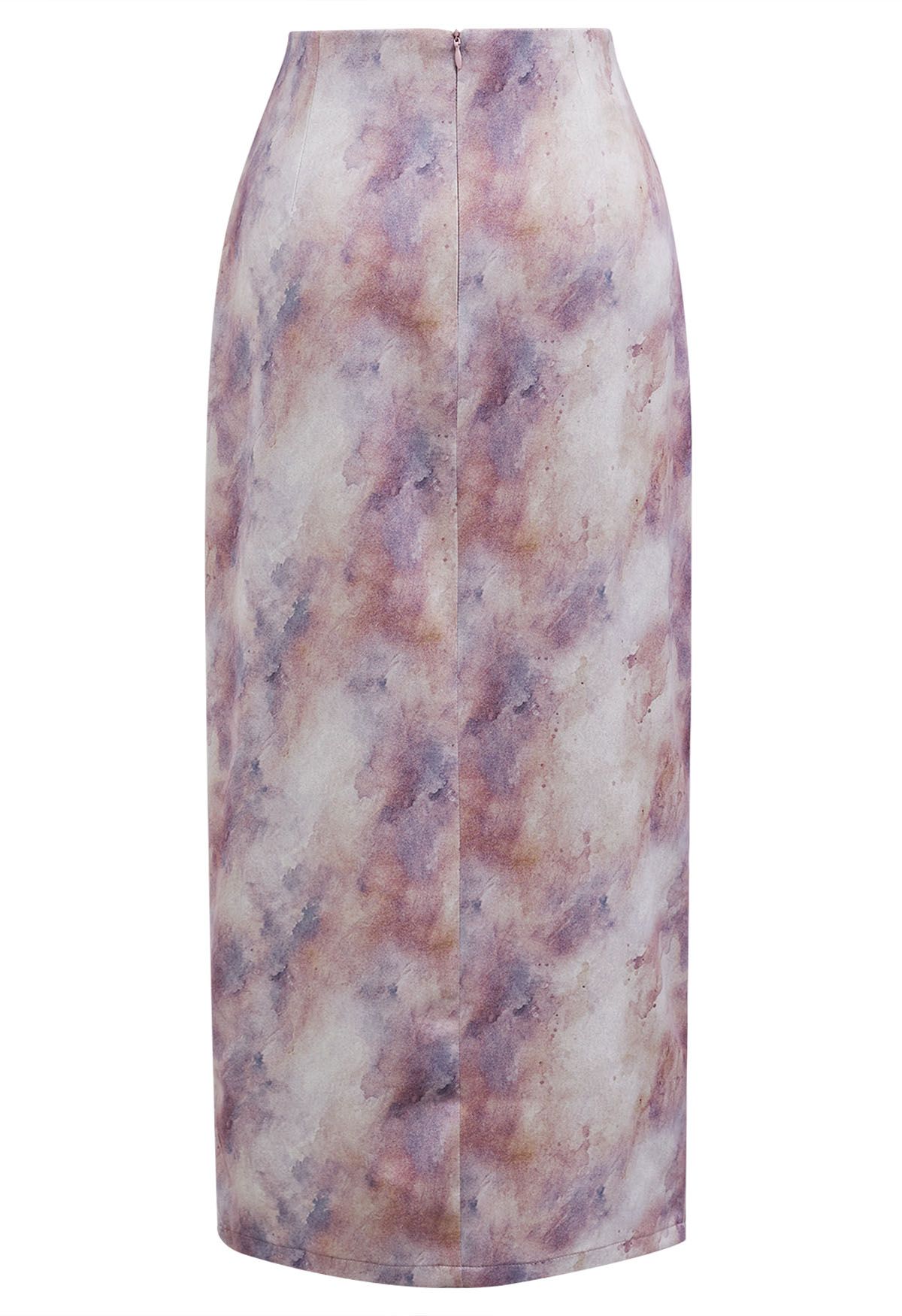 Tie Dye Asymmetric Front Slit Skirt in Lavender