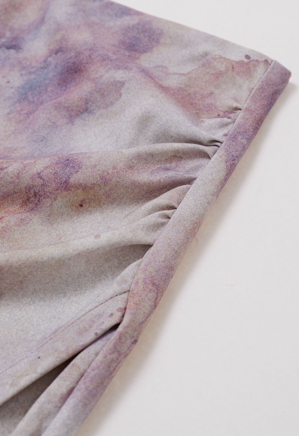 Tie Dye Asymmetric Front Slit Skirt in Lavender