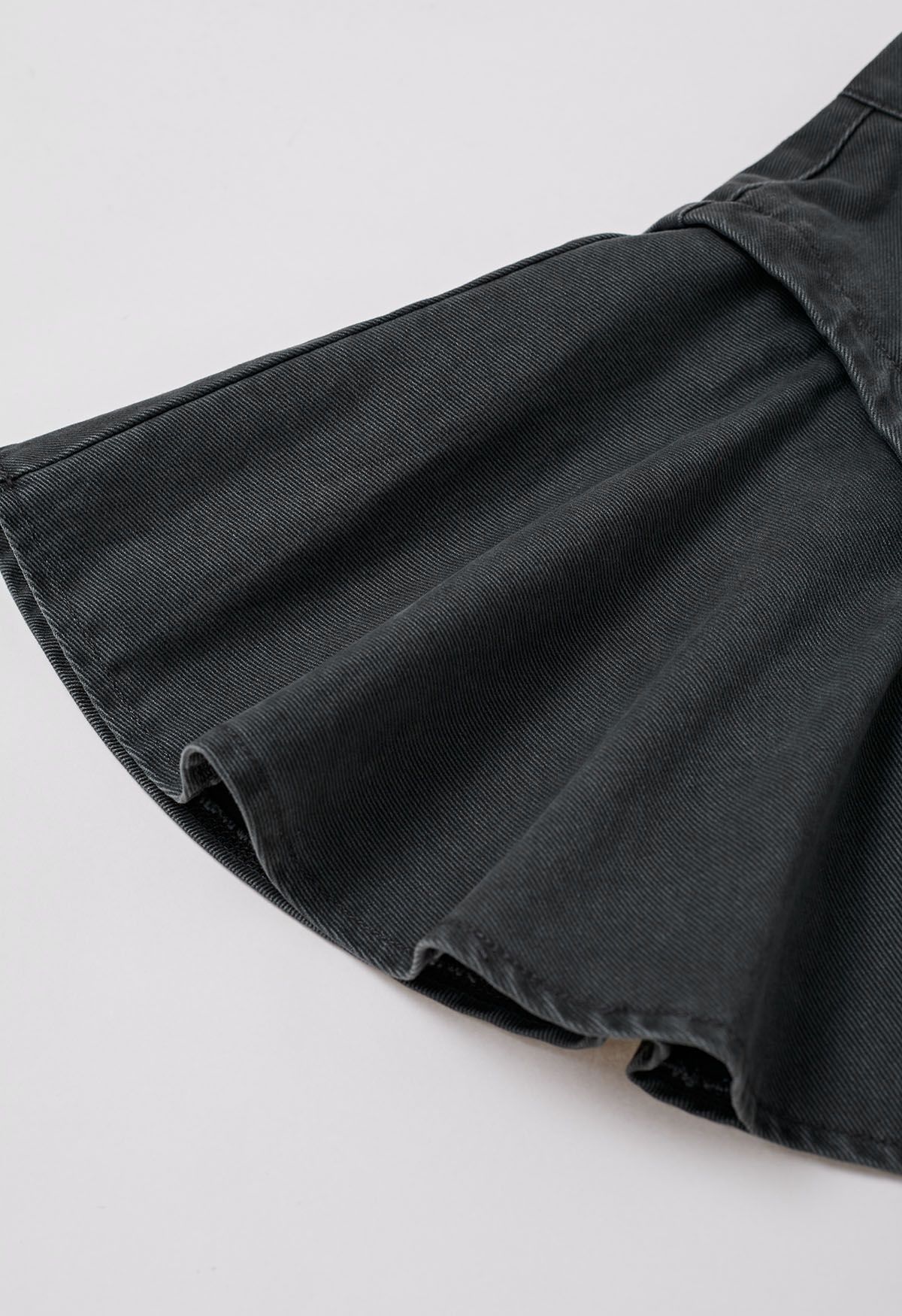 Distinctive Design Flare Denim Mini Skirt in Smoke